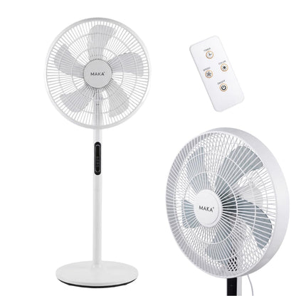 MAKA Ventilatore a Piantana Silenzioso 5 Pale in PVC 39db Basso Consumo 45W Oscillazione Orizzontale Inclinazione Verticale Diametro 40cm Altezza 120 cm 8 Velocità Base 39cm (45 Watt)